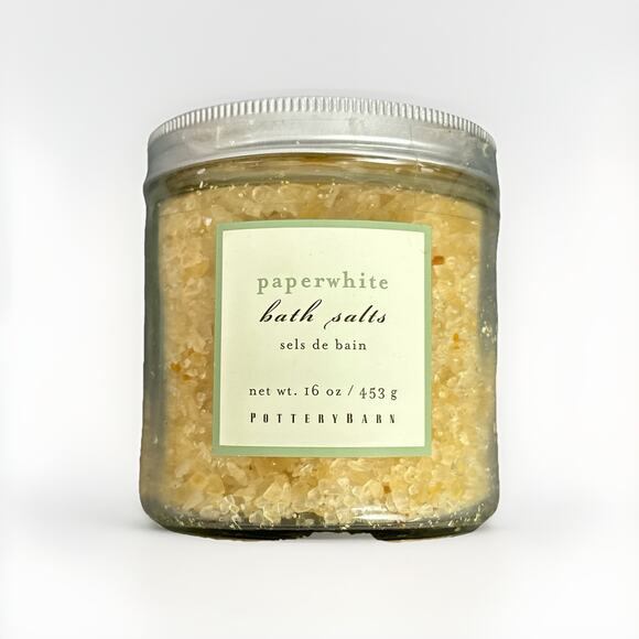 Pottery Barn Other - Pottery Barn Paperwhite Bath Salts 16 oz Sealed Retired Scent Glass Jar Rare